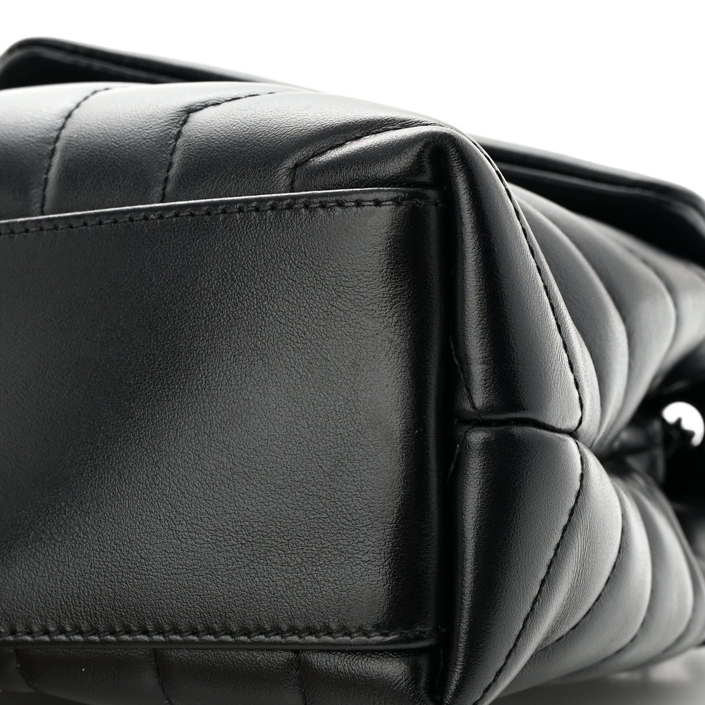 Calfskin Y Quilted Monogram Monochrome Small Loulou Chain Satchel Black