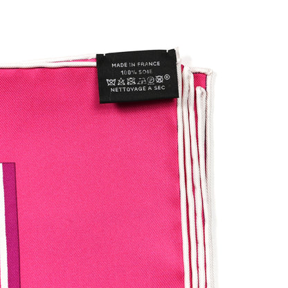Hermes Silk L'Art du Sarasa Scarf 90 Fuchsia Orange Rouge 4 of 4