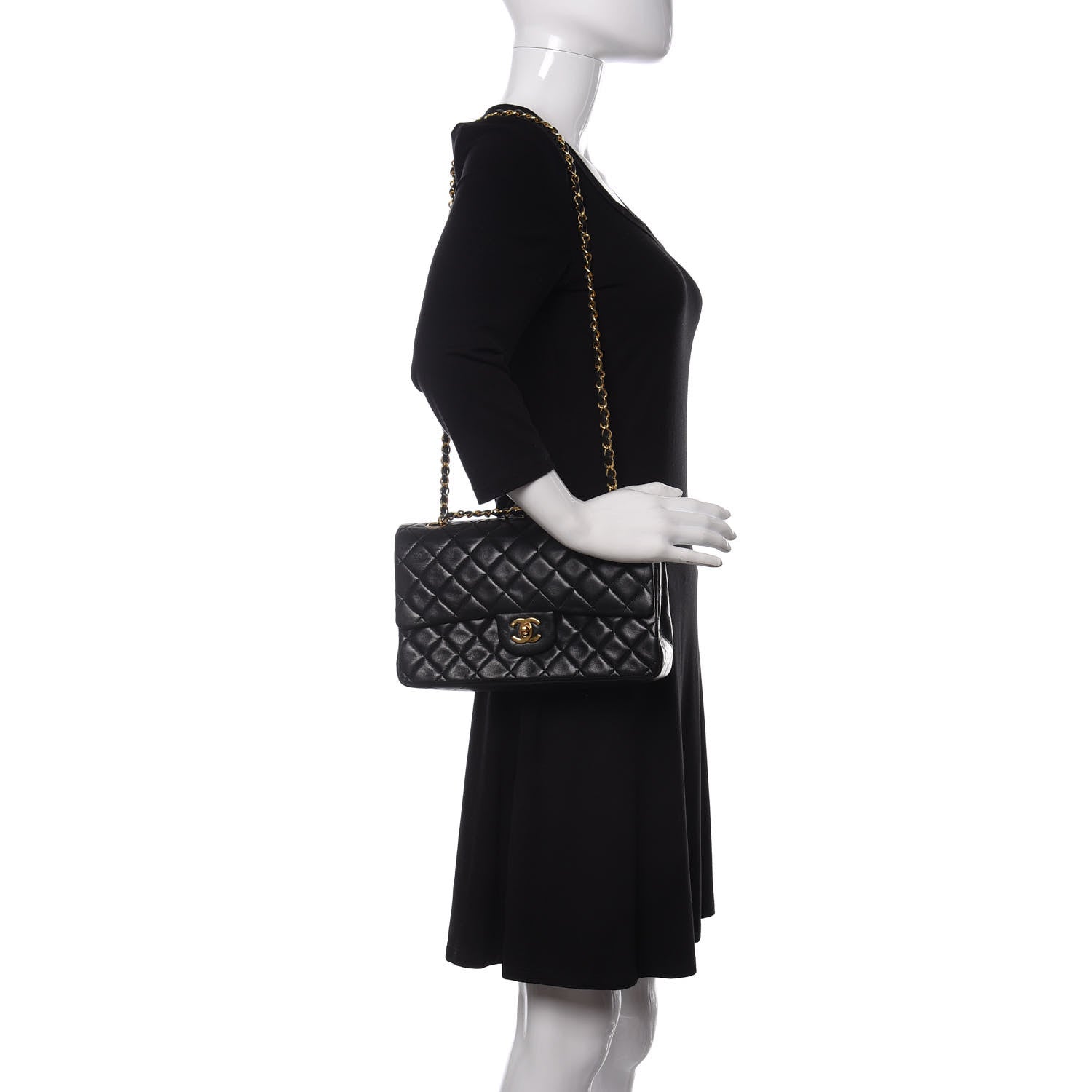 Chanel Lambskin Quilted Medium Double Flap Black 2 of 17