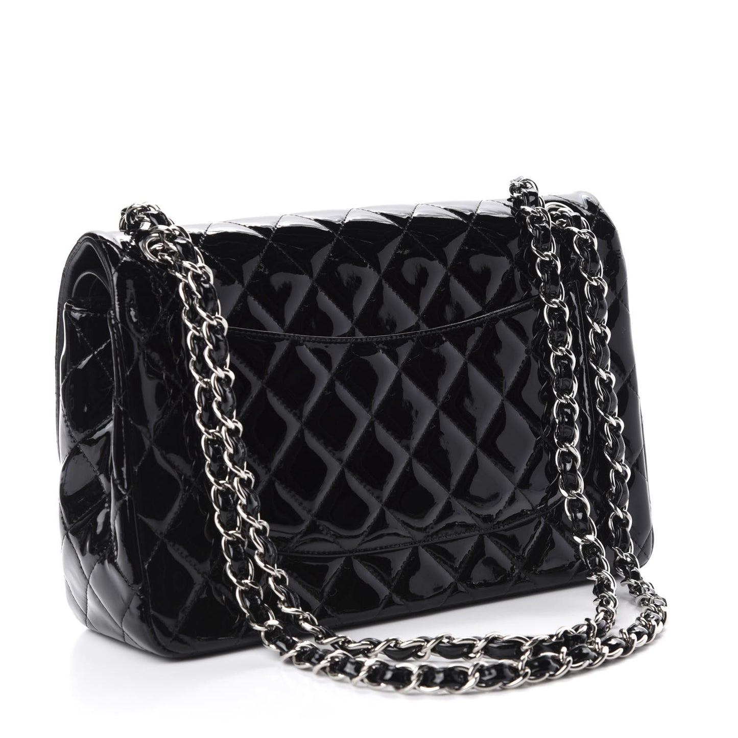 Patent Quilted Jumbo Double Flap Black