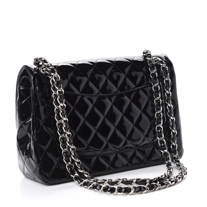 Chanel Patent Quilted Jumbo Double Flap Black 3 of 13