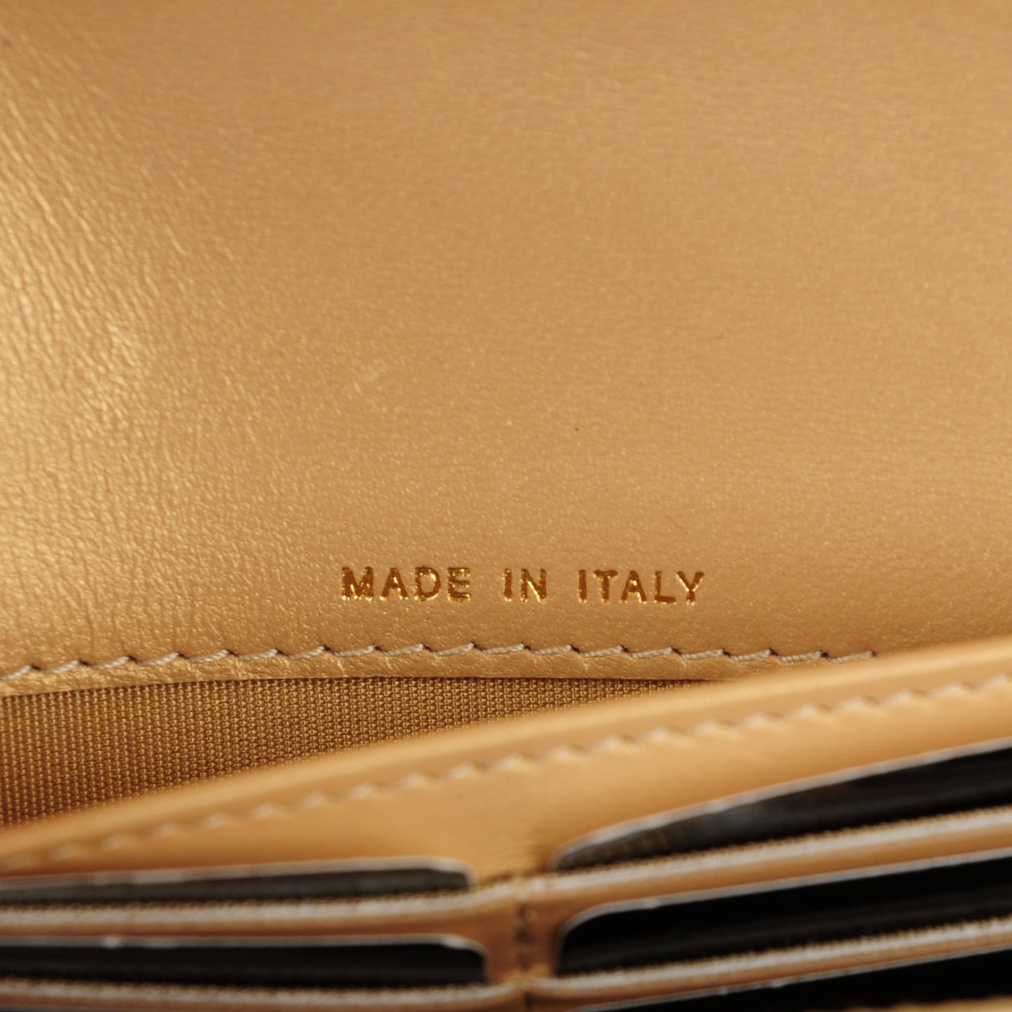 Metallic Galuchat Stingray Lambskin Boy Wallet With Removable Chain Gold