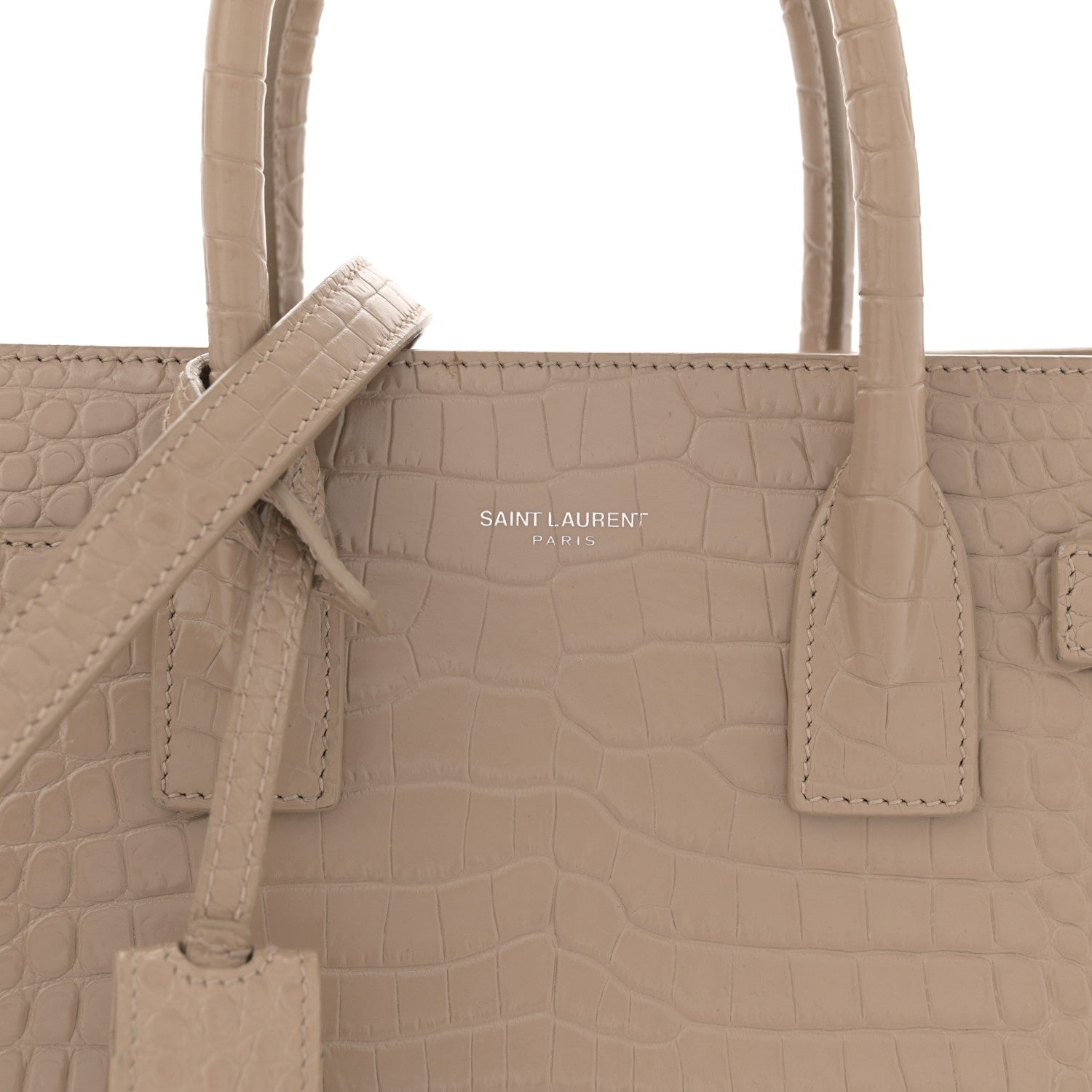 Saint Laurent Calfskin Crocodile Embossed Baby Sac De Jour Brown 8 of 13