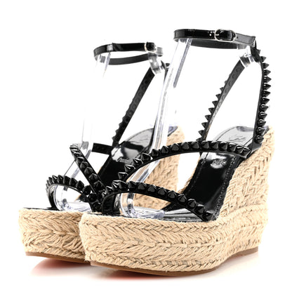 Christian Louboutin Patent Mafaldina 120 Wedge Sandals 37 Black 4 of 10