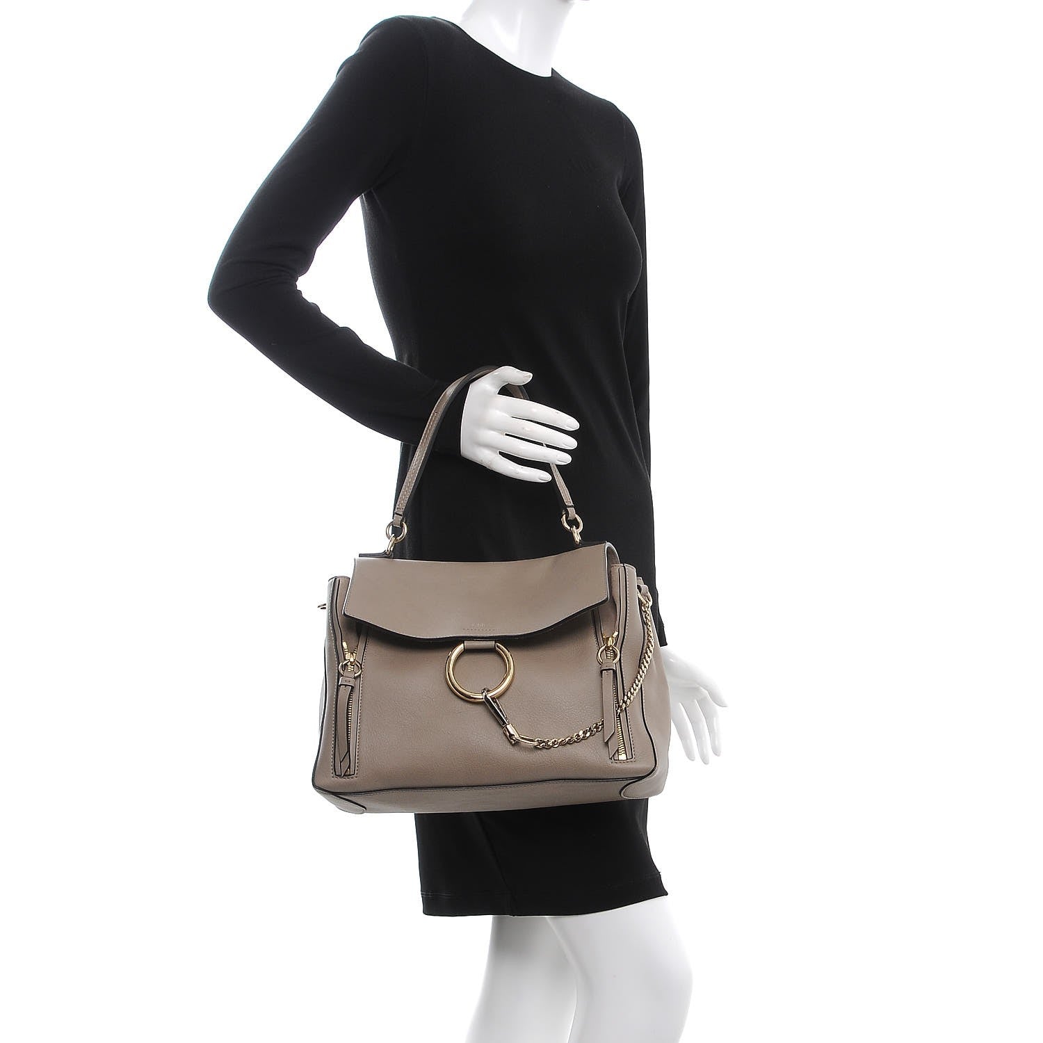 Chloe Calfskin Medium Faye Day Shoulder Bag Motty Grey 3 of 10