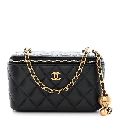 Chanel Lambskin Quilted Pearl Crush Small Vanity Case With Chain Black 1 of 10