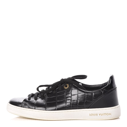 Louis Vuitton Calfskin Crocodile Embossed Frontrow Sneakers 37.5 Black 1 of 13