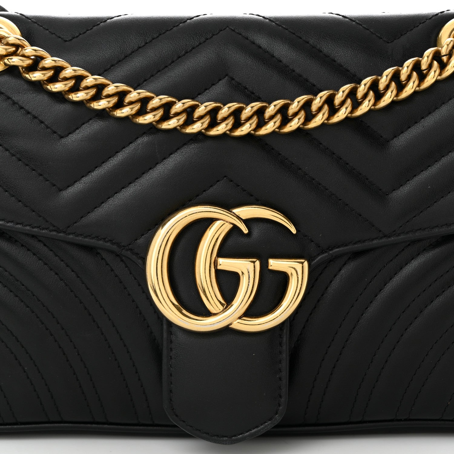 Gucci Calfskin Matelasse Small GG Marmont Shoulder Bag Black 8 of 11
