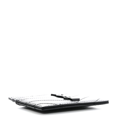 Saint Laurent Grain De Poudre Matelasse Chevron Monochrome Monogram Credit Card Case Black 4 of 8