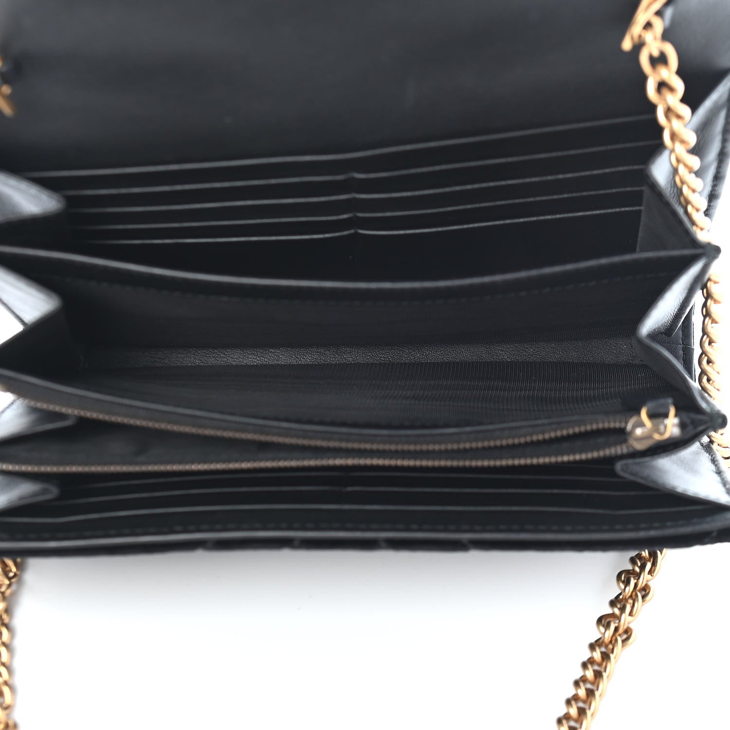 Gucci Velvet Matelasse GG Marmont Chain Wallet Black 5 of 9