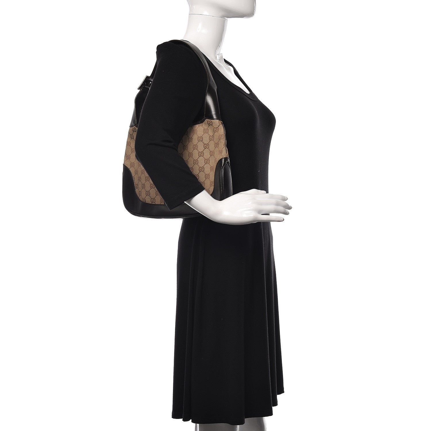 Gucci Monogram Web New Jackie Shoulder Bag Dark Brown 2 of 12