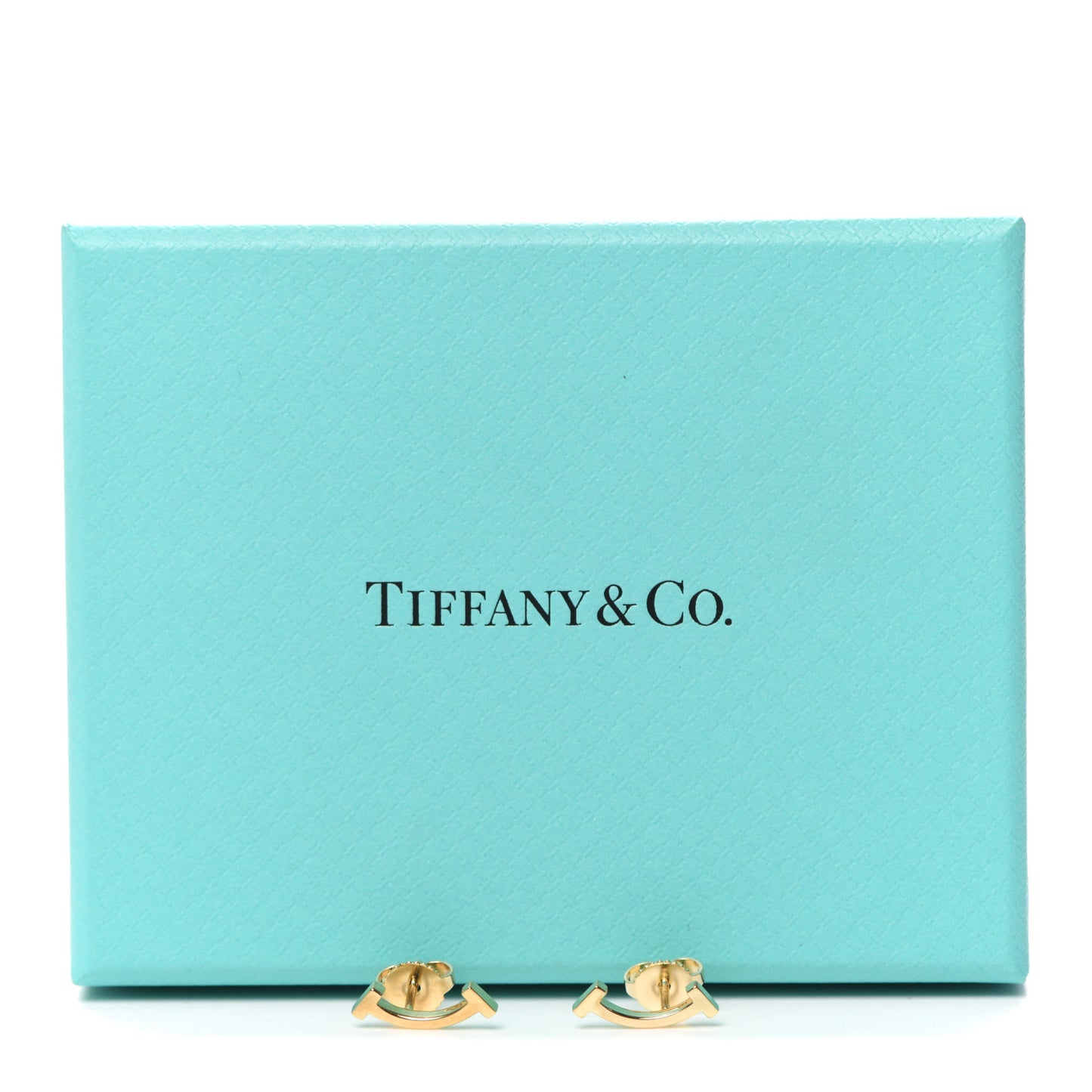 18K Yellow Gold T Smile Stud Earrings