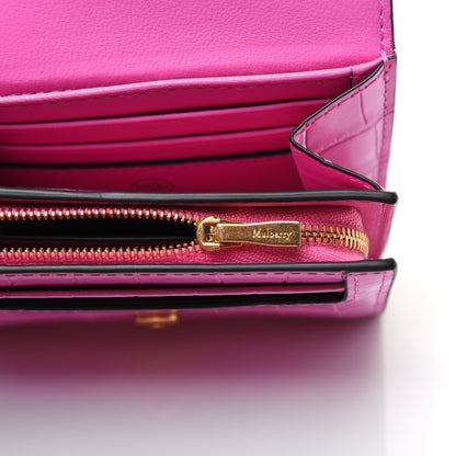Mulberry Crocodile Embossed Calfskin Small French Continental Wallet Raspberry Pink 10 of 14