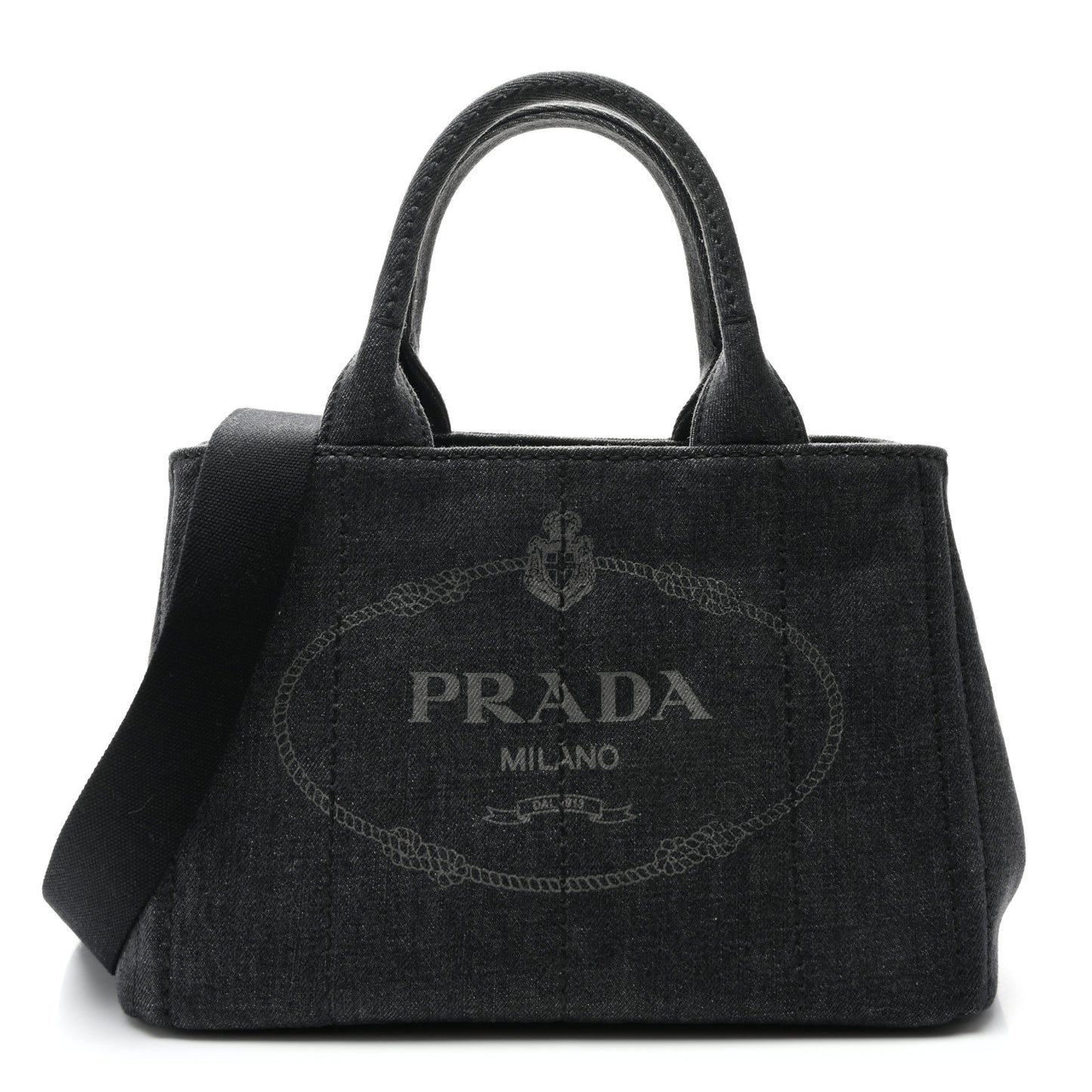 Denim Canapa Small Logo Tote Black