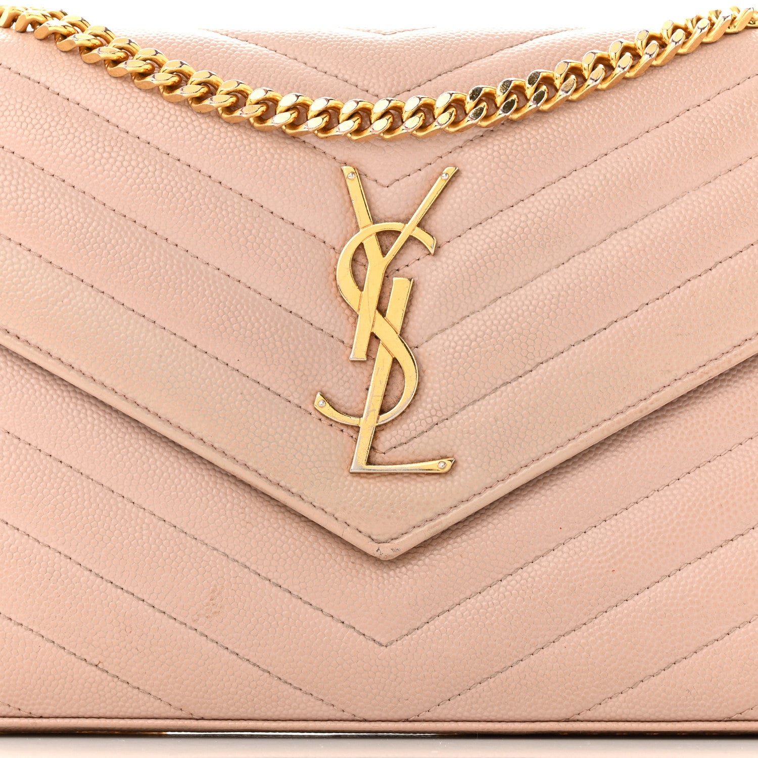 Saint Laurent Grain De Poudre Matelasse Chevron Monogram Chain Wallet 9 of 15