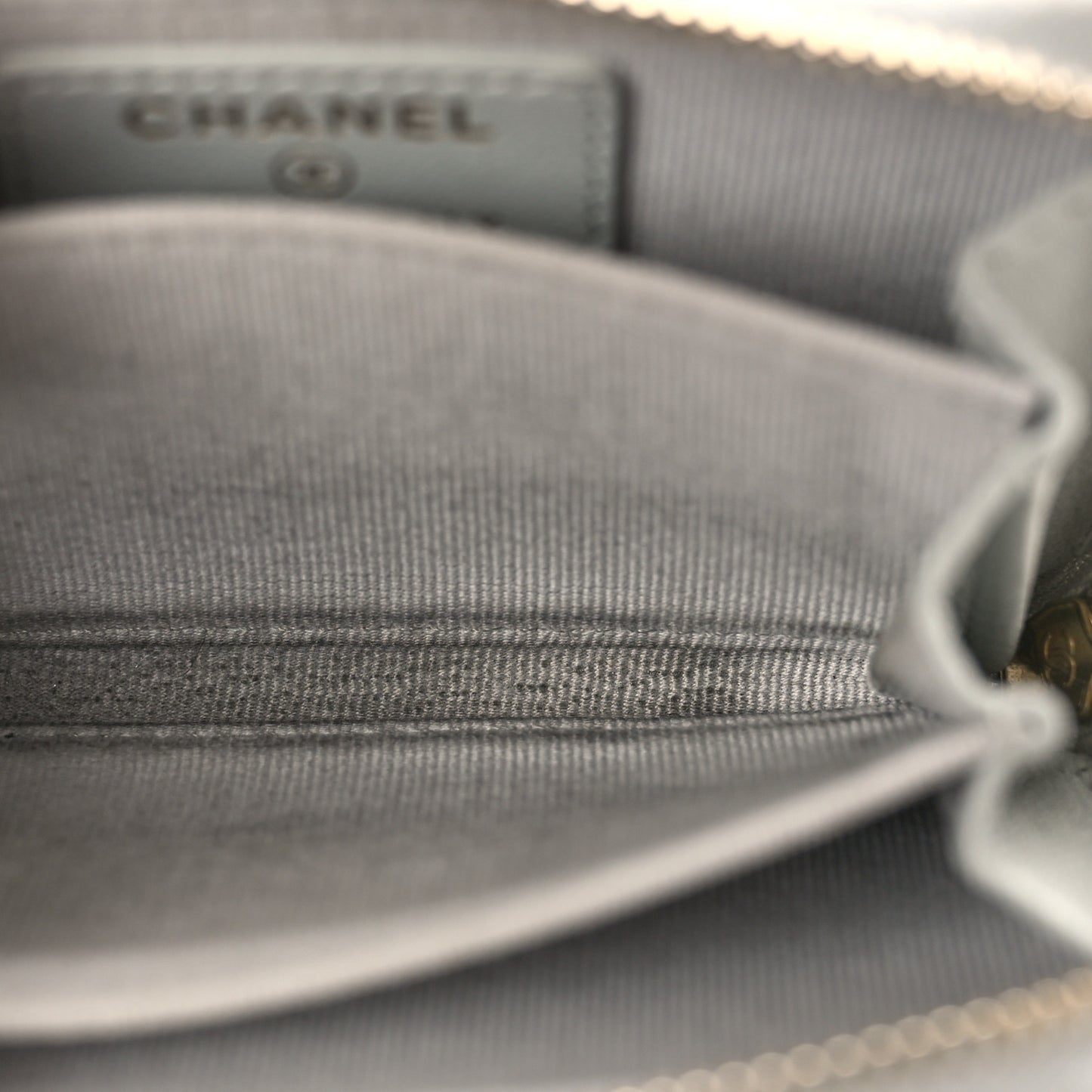 Lambskin Quilted Zip Around Coin Purse Wallet Grey