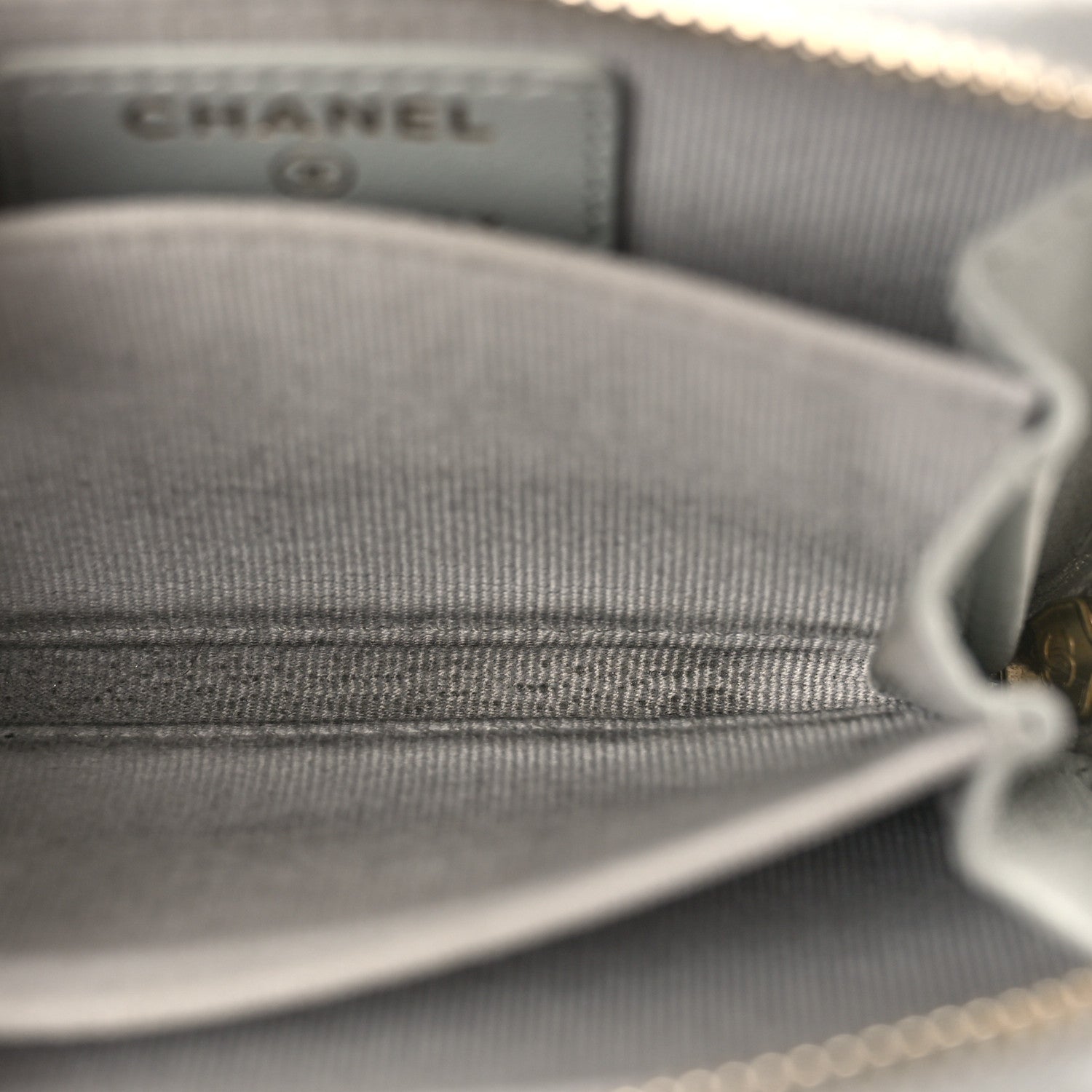 Chanel Lambskin Quilted Zip Around Coin Purse Wallet Grey 12 of 13