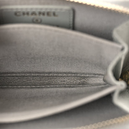 Chanel Lambskin Quilted Zip Around Coin Purse Wallet Grey 12 of 13