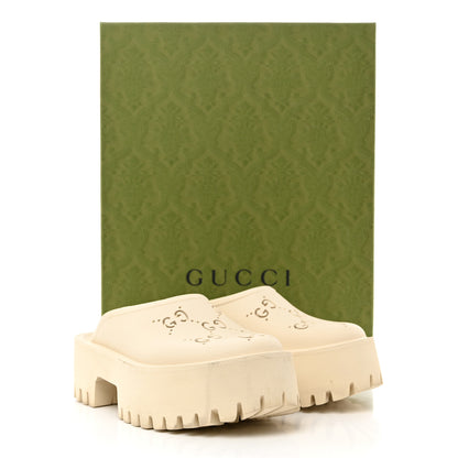 Gucci Rubber GG Monogram Perforated Elea Platform 55mm Lug Sole Sandals 36 Mystic White 9 of 9