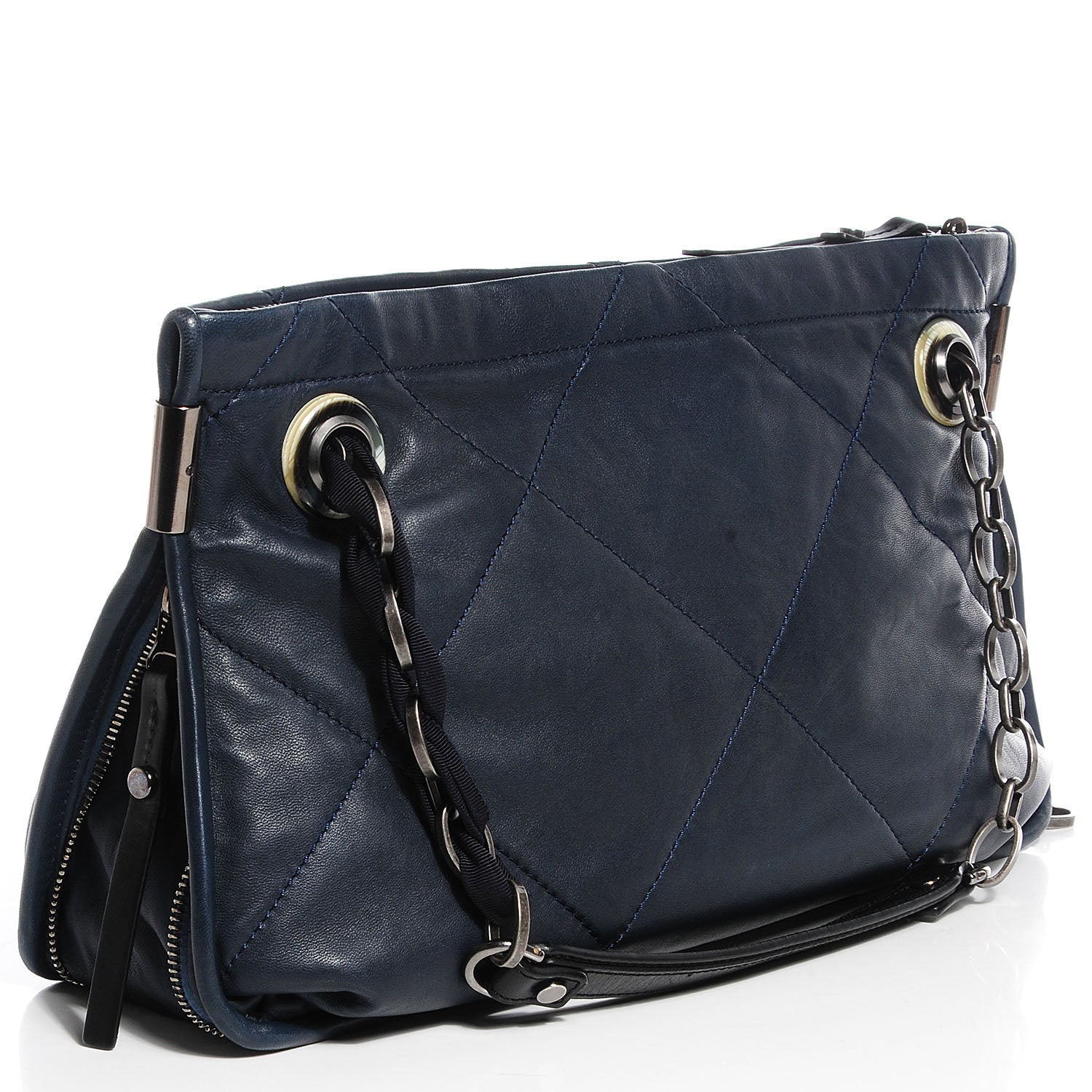 Lanvin Quilted Lambskin Amalia Medium Shoulder Bag Bleu Nuit 3 of 7