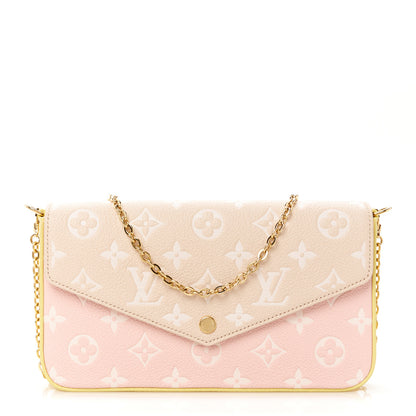 Louis Vuitton Empreinte Spring in the City Felicie Pochette Chain Wallet Pink Beige Yellow 1 of 14
