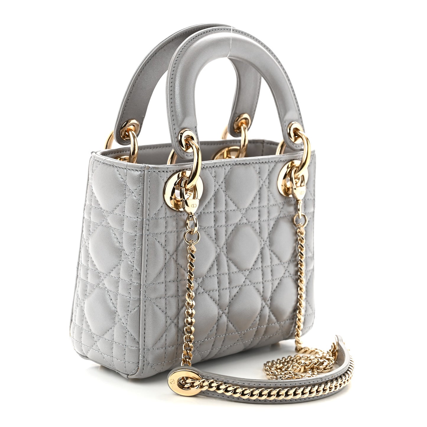 Lambskin Cannage Mini Lady Dior Gray Opaline Gray Opaline