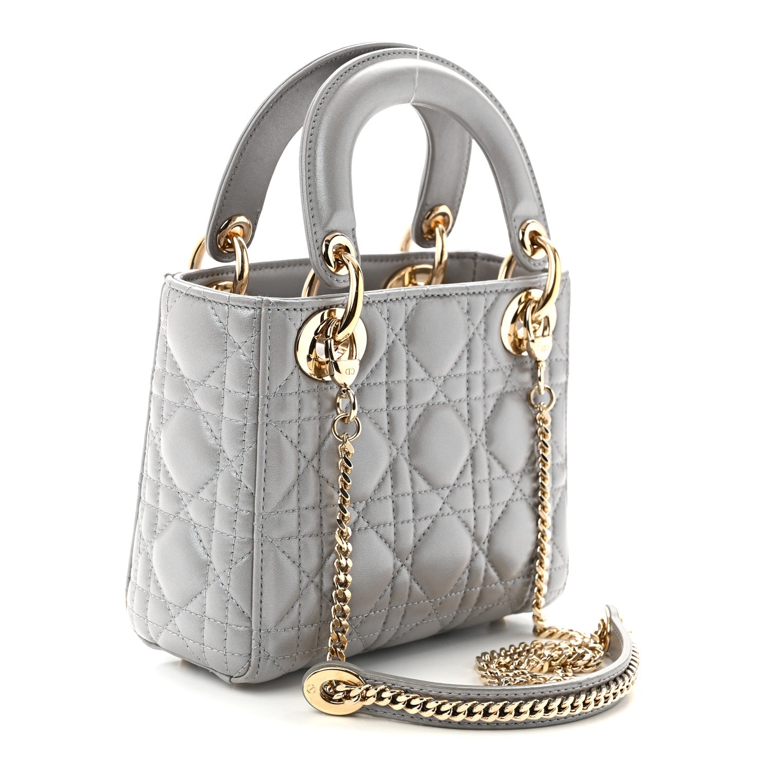 Christian Dior Lambskin Cannage Mini Lady Dior Gray Opaline Gray Opaline 3 of 10