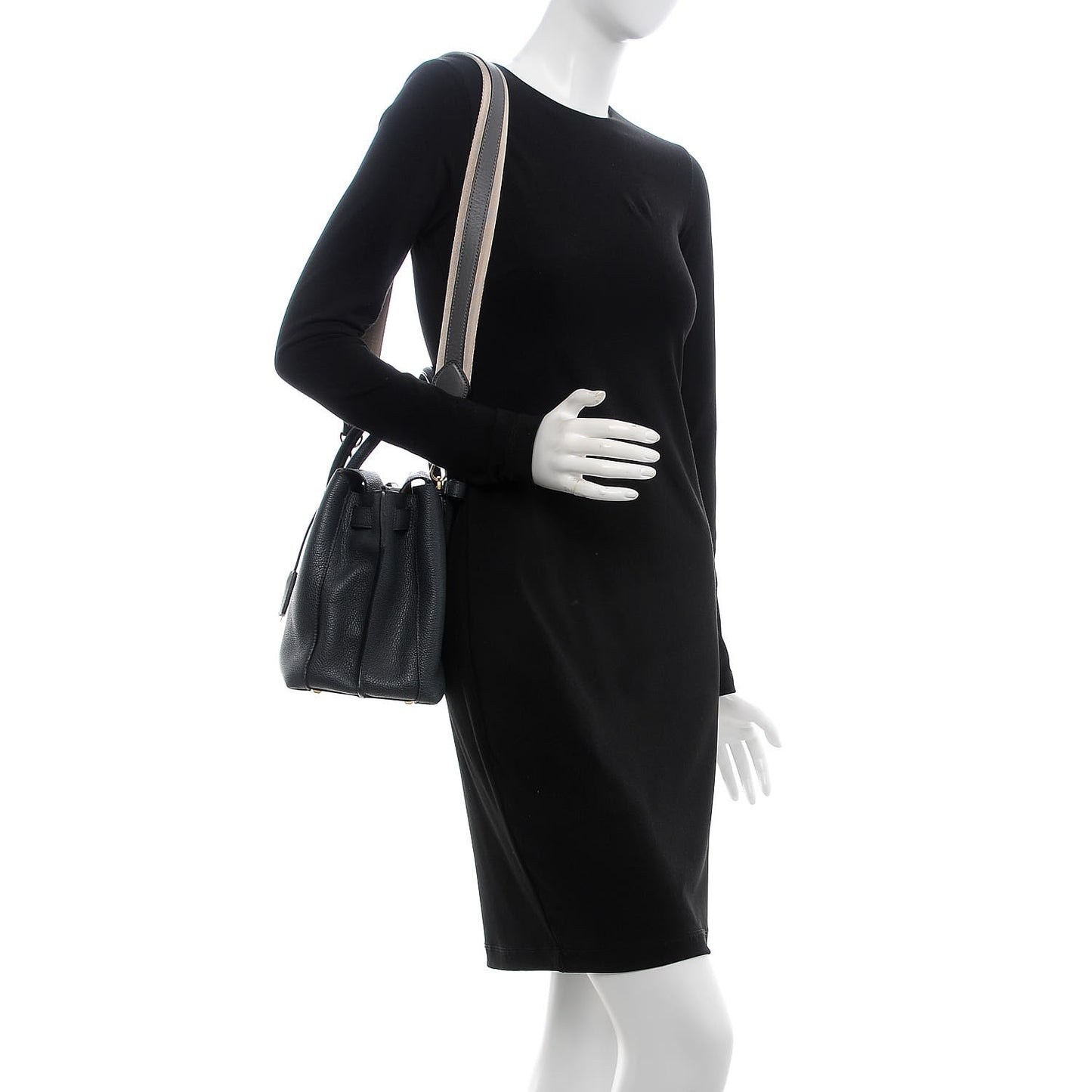 Grained Calfskin Medium Milla Tote Phantom Grey
