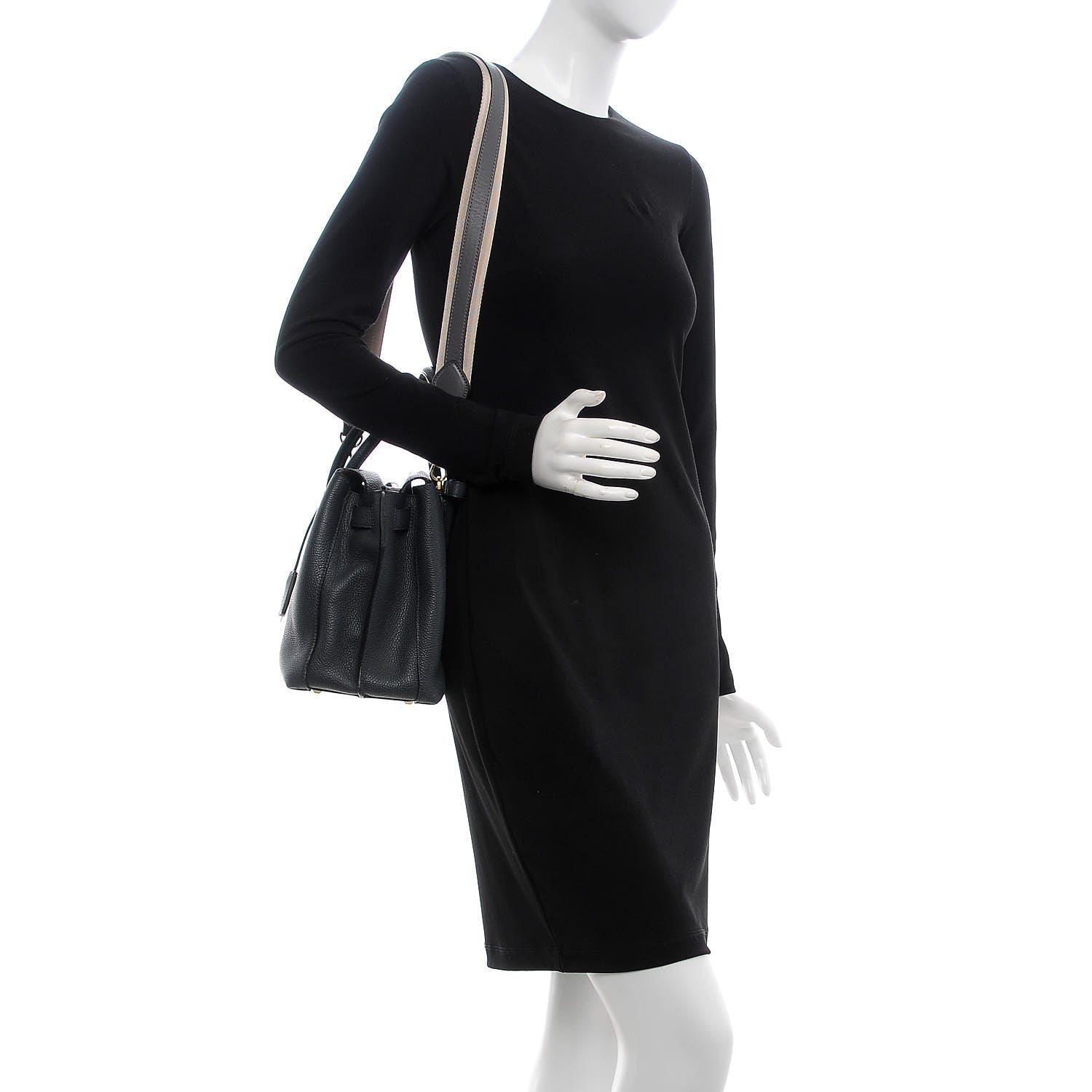 MCM Grained Calfskin Medium Milla Tote Phantom Grey 2 of 13