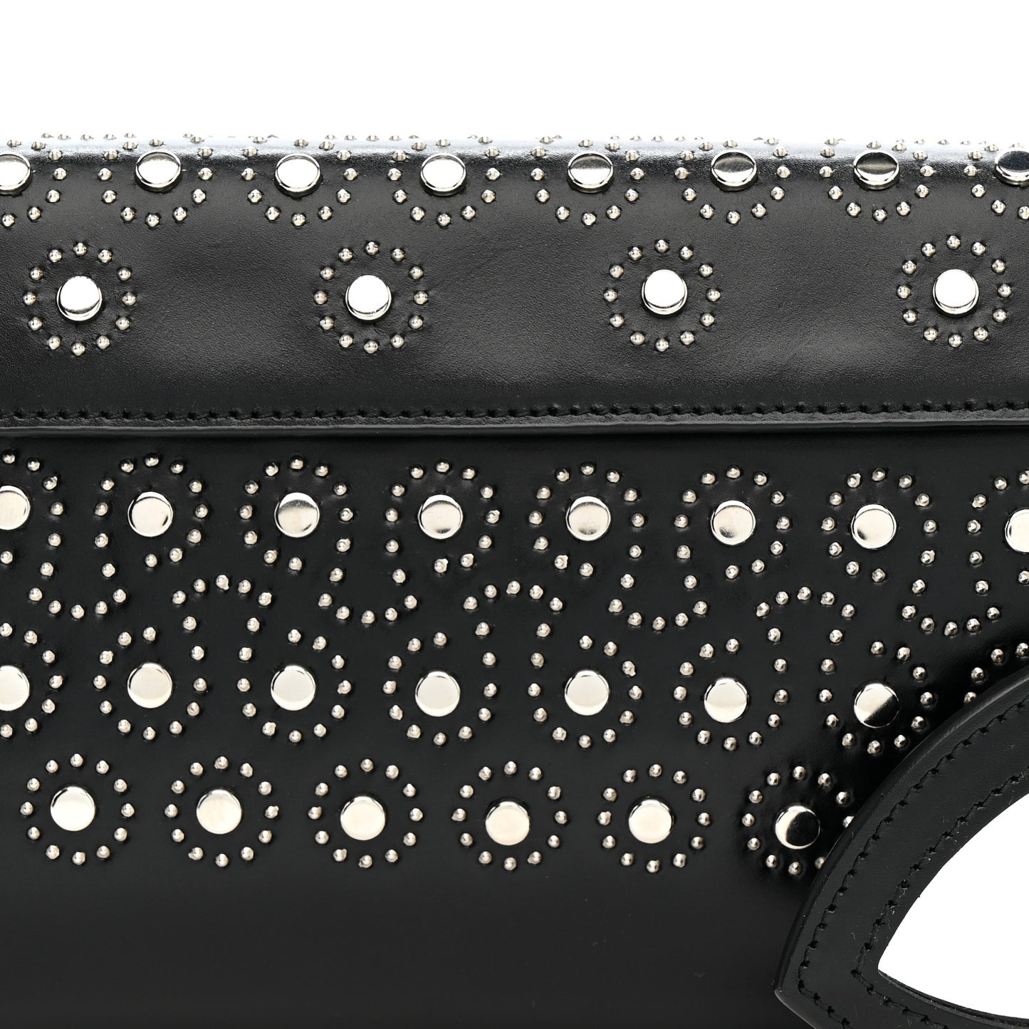 Calfskin Studded Foldover Clutch Black