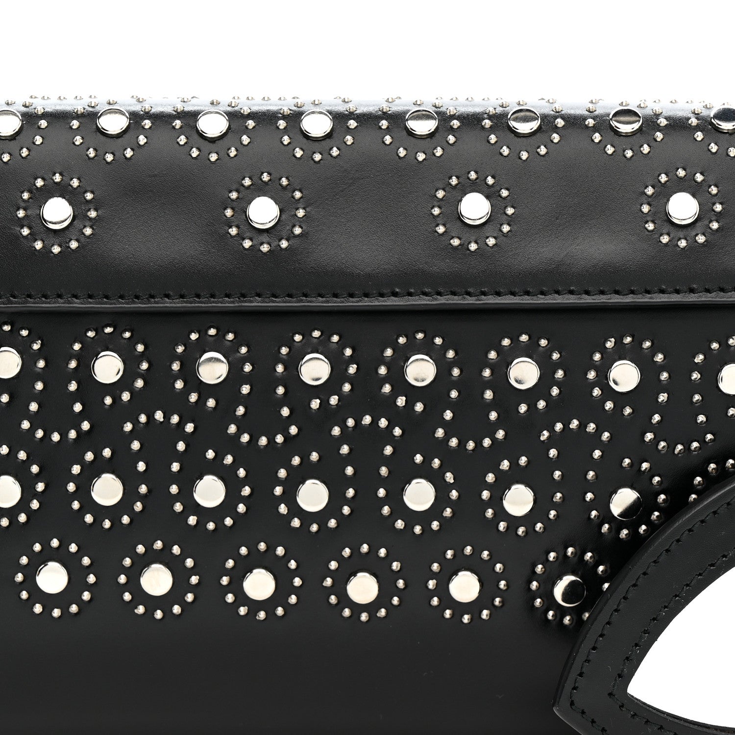 Alaia Calfskin Studded Foldover Clutch Black 8 of 13