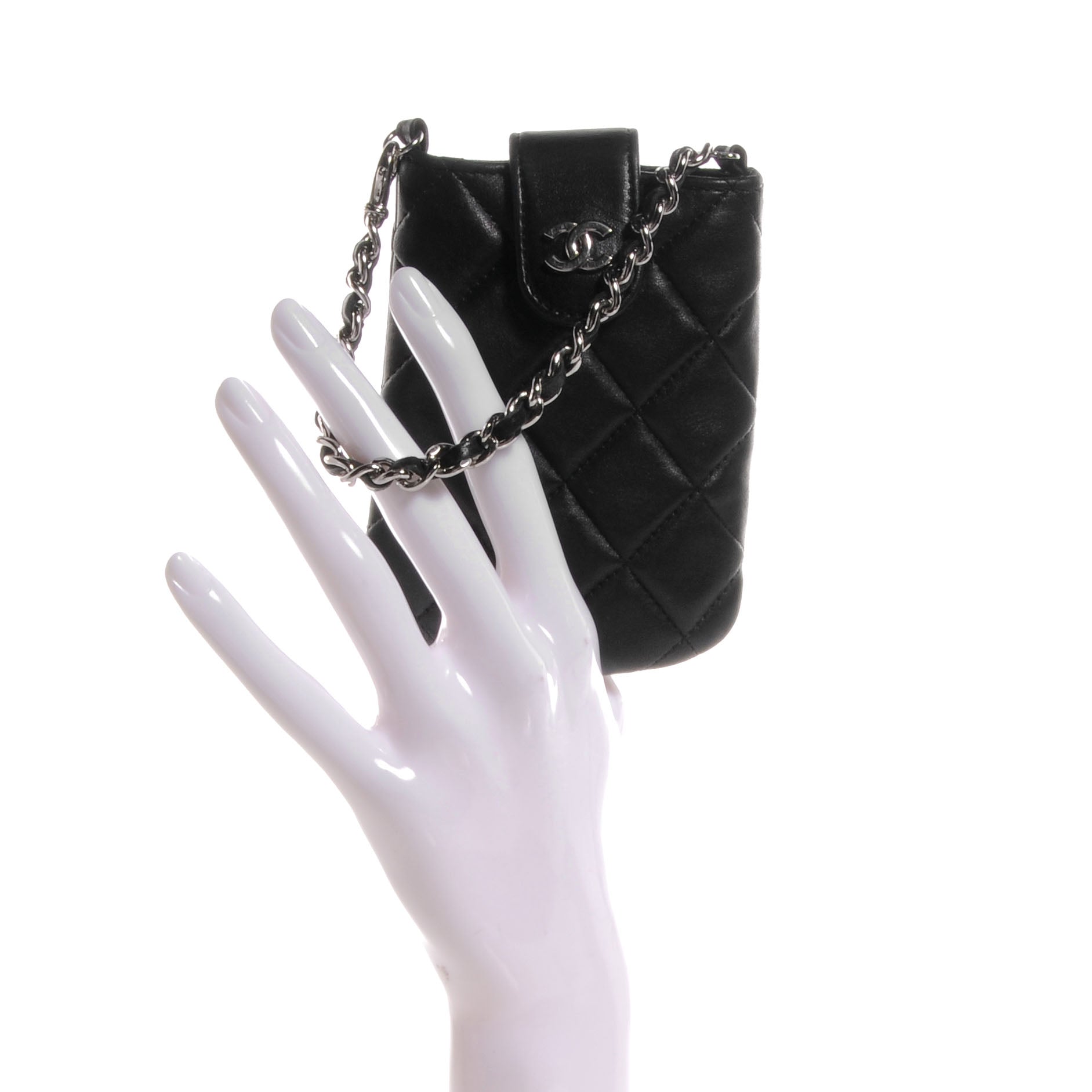 Chanel Lambskin Quilted Phone Case Black 2 of 7