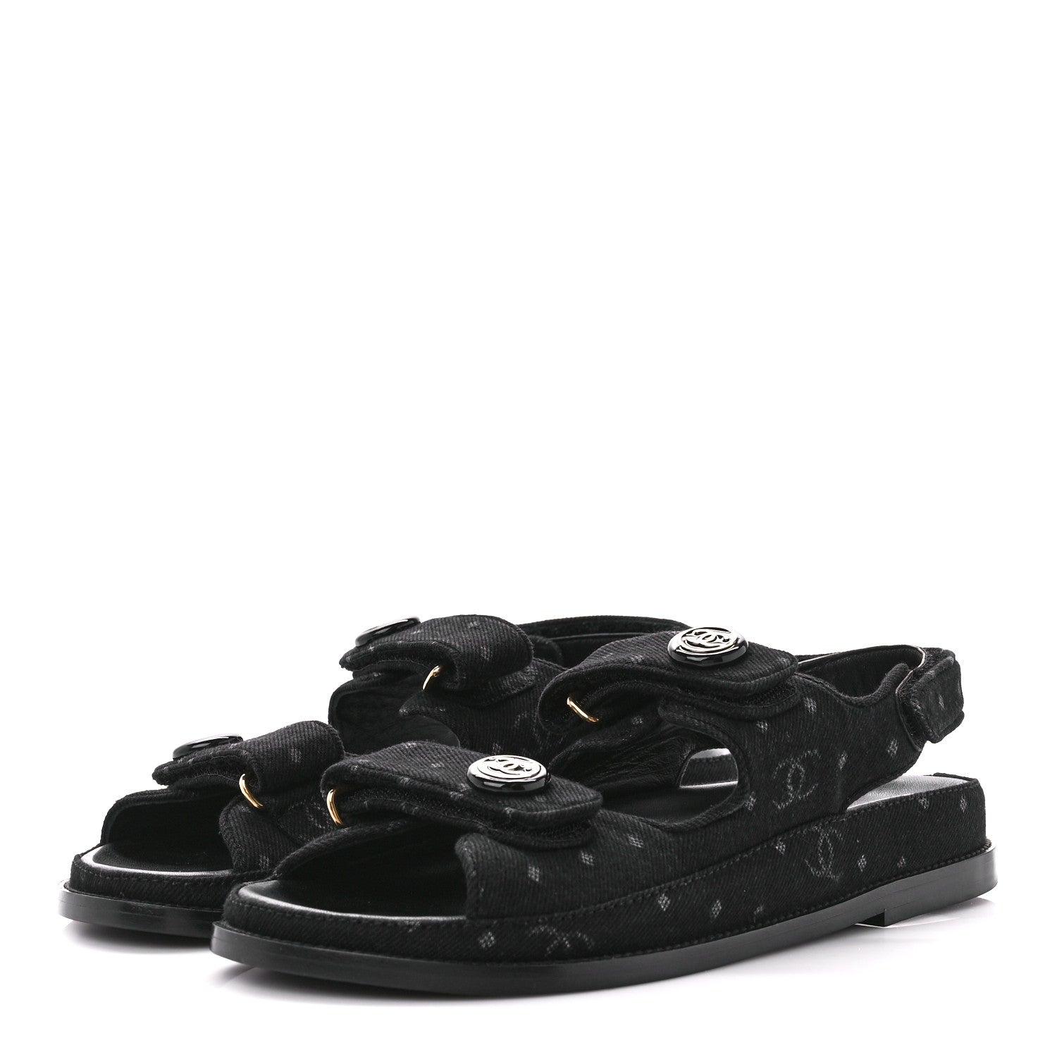 Chanel Denim Printed Dad Sandals 38 Black 3 of 11