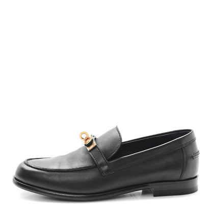 Hermes Calfskin Womens Destin Loafers 36 Black 1 of 10
