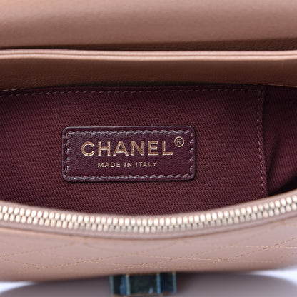 Chanel Shiny Calfskin Goatskin Quilted Small Coco Curve Messenger Flap Beige 6 of 16