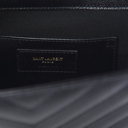 Saint Laurent Grain De Poudre Matelasse Chevron Medium Monogram Satchel Black 6 of 9