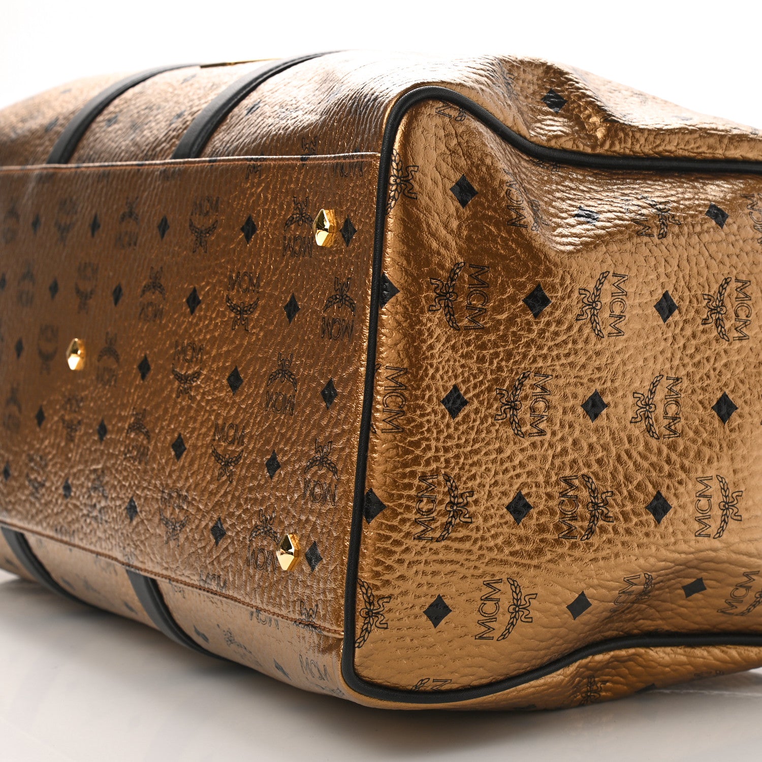 MCM Metallic Visetos Traveler Weekender Duffle Bag Gold 8 of 8