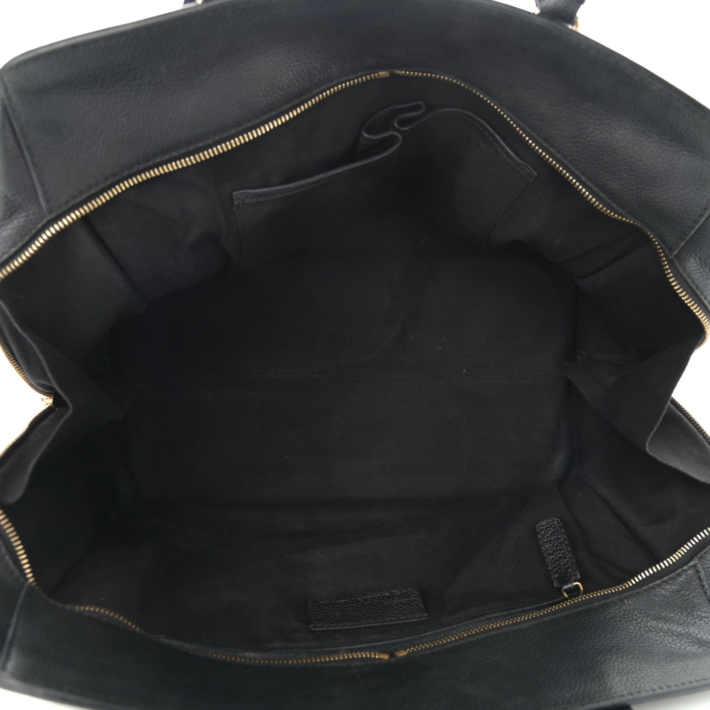 Pebbled Calfskin Large Skull Padlock Zip Around Tote Black