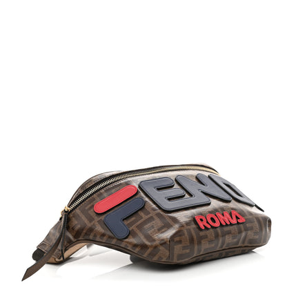 Fendi X FILA Glazed Fabric Vitello Century FF 1974 Mania Belt Bag Mogano Panna Blueberry 4 of 10