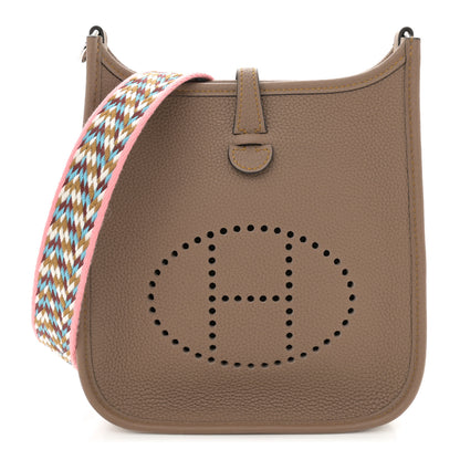 Hermes Taurillon Clemence Amazone Evelyne TPM Beige De Weimar Rose d'Ete White Gold 1 of 10