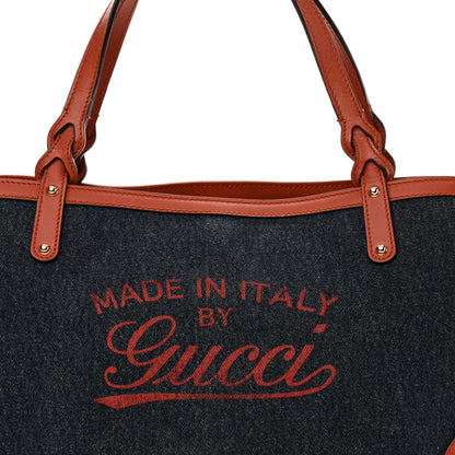Gucci Denim Calfskin Tote Orange 8 of 17