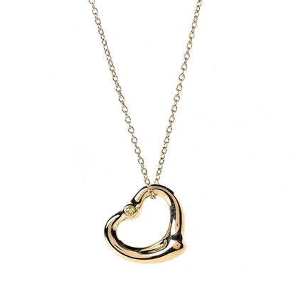 Tiffany 18K Yellow Gold Yellow Diamond 14mm Elsa Peretti Open Heart Pendant Necklace 4 of 7
