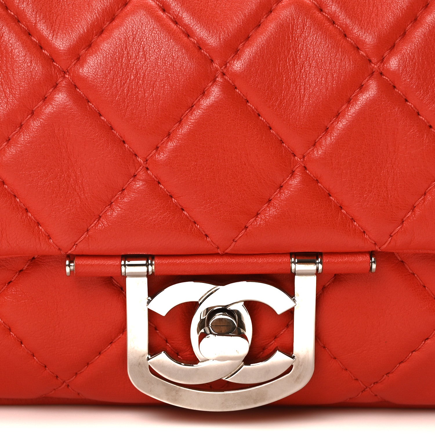 Chanel Lambskin Quilted Medium Icons Secret Label Flap Coral 8 of 10