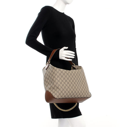 Gucci GG Supreme Monogram Large Linea A Hobo Light Brown 3 of 8
