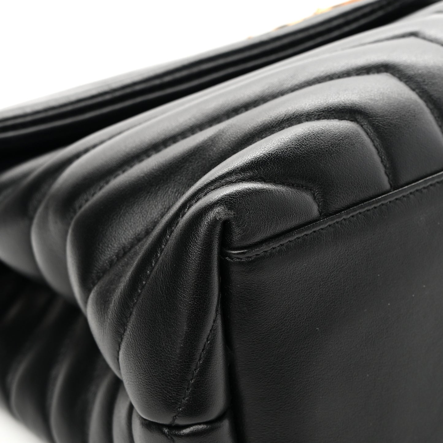 Calfskin Y Quilted Monogram Medium Loulou Chain Satchel Black
