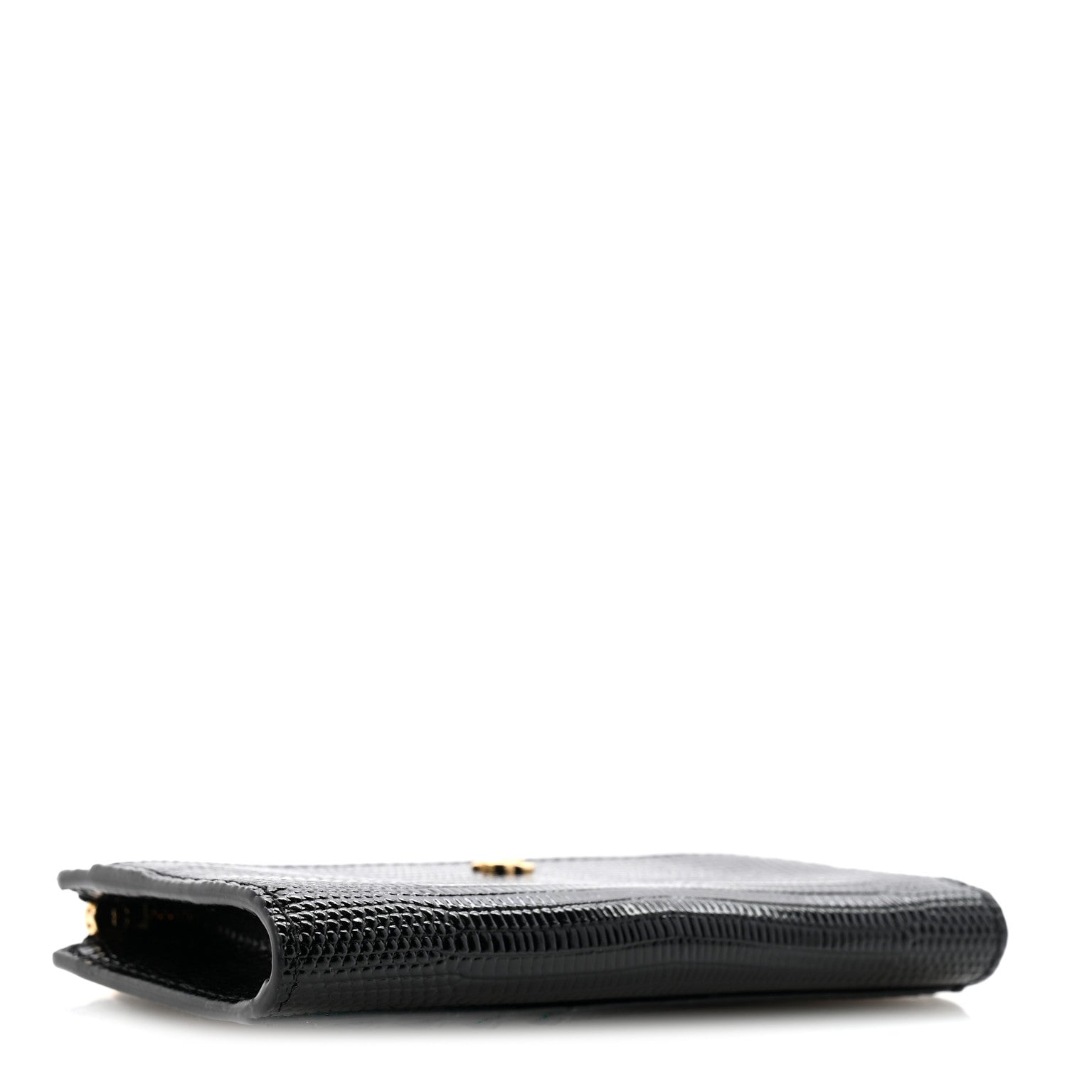 Chanel Calfskin Lizard Embossed Zip Card Holder Black 4 of 8