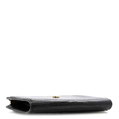 Chanel Calfskin Lizard Embossed Zip Card Holder Black 4 of 8