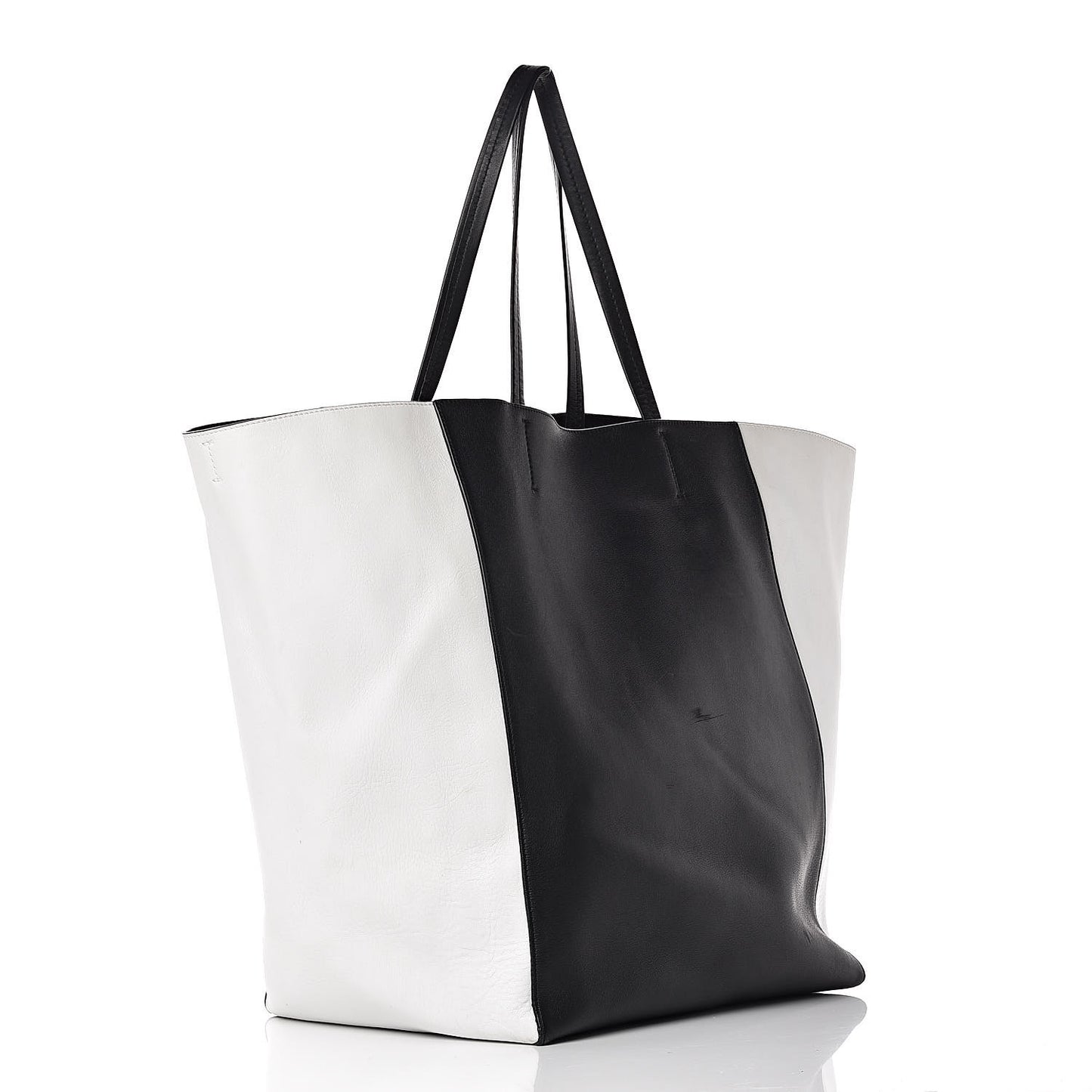 Calfskin Large Horizontal Cabas Phantom White Black