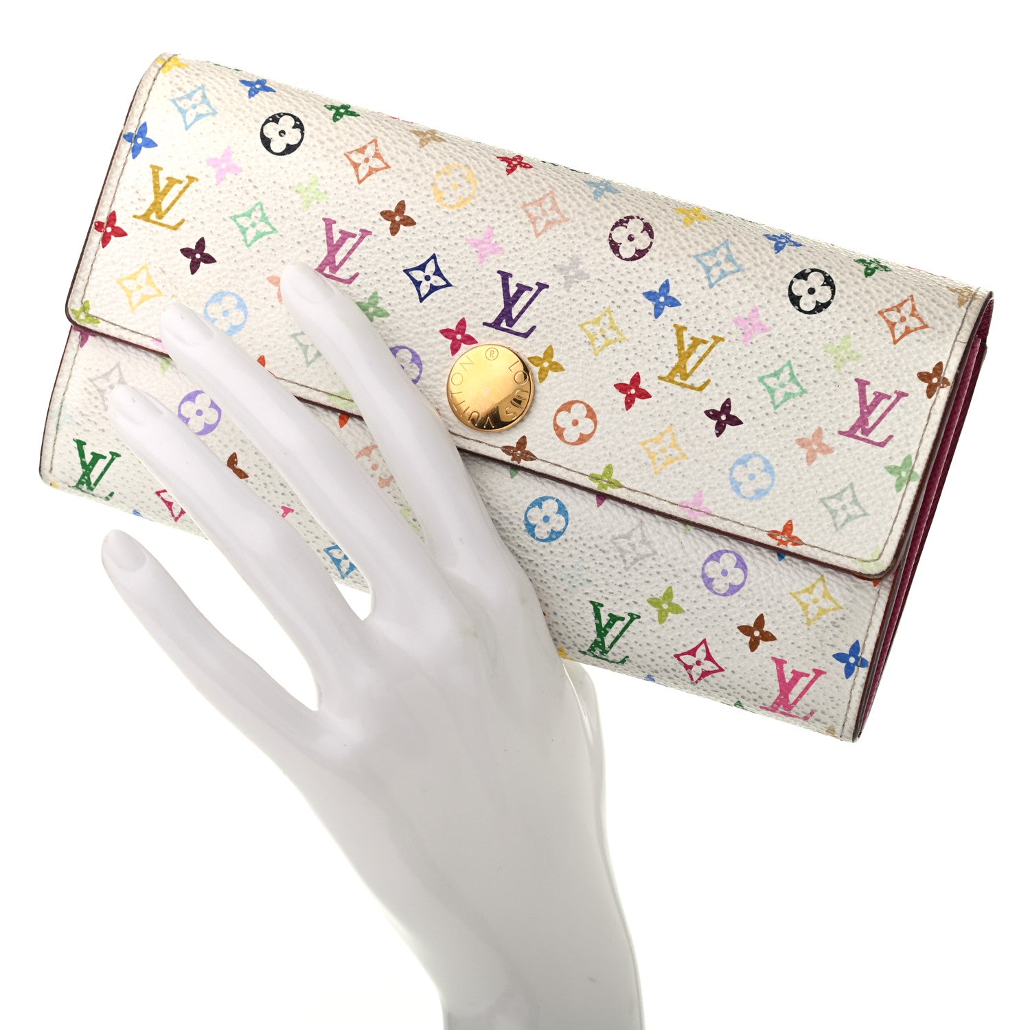 Louis Vuitton Monogram Multicolor Sarah Wallet White Grenade 2 of 7