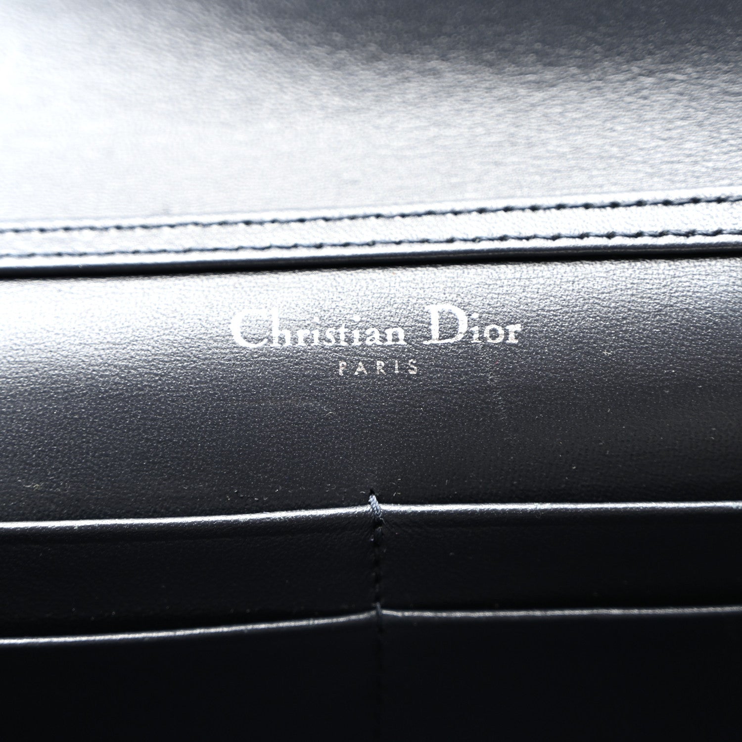 Christian Dior Metallic Grained Calfskin Diorama Wallet on Chain Pouch Silver 6 of 9